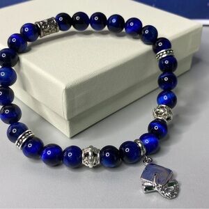 High Quality AAA Blue Tiger Eye Elegant Graduation Bead Bracelet gift